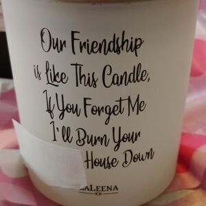 White Ceramic Candle with Wood Lid - Friendship Quote 15 oz Soy Lavender 🪻